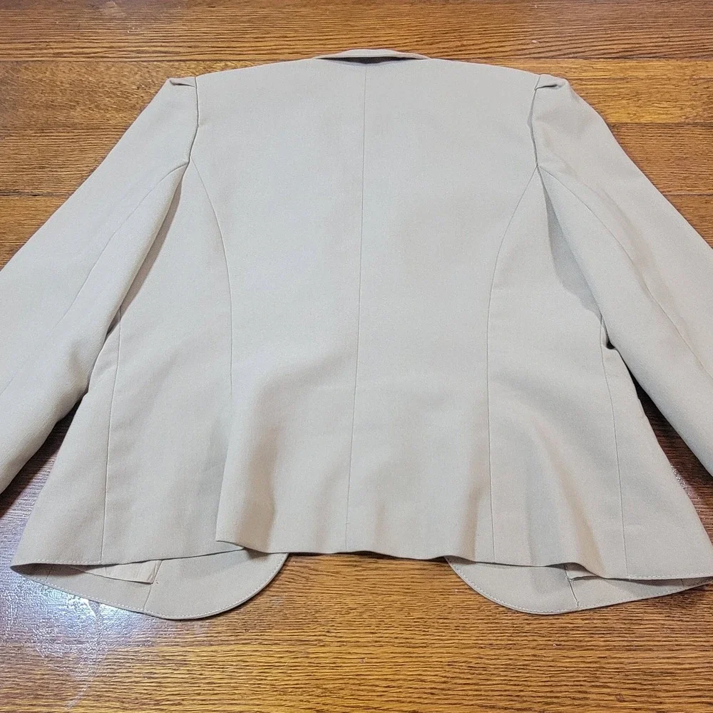 Vintage 80s College Town Blazer Womens Beige Three Button‎ Jacket Size 13/14